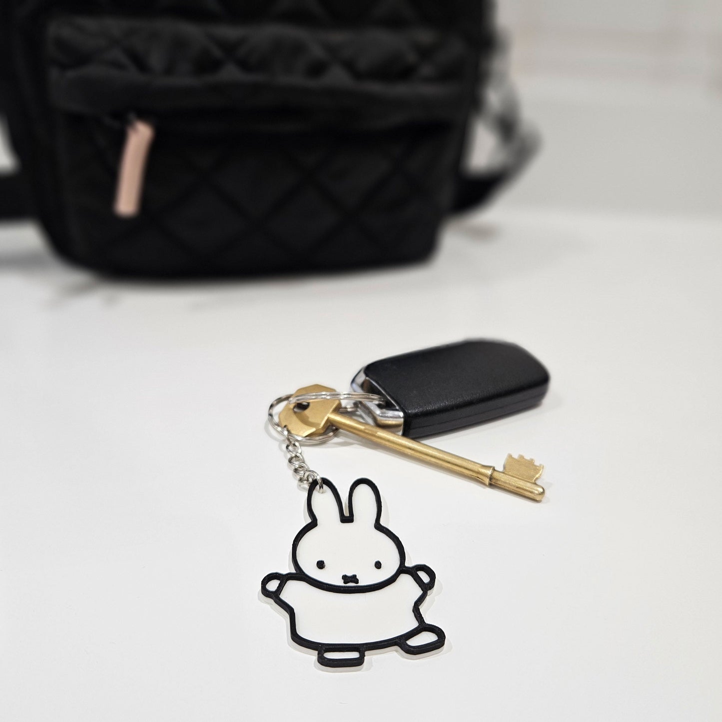 Cute Bunny Rabbit Flat Keyring